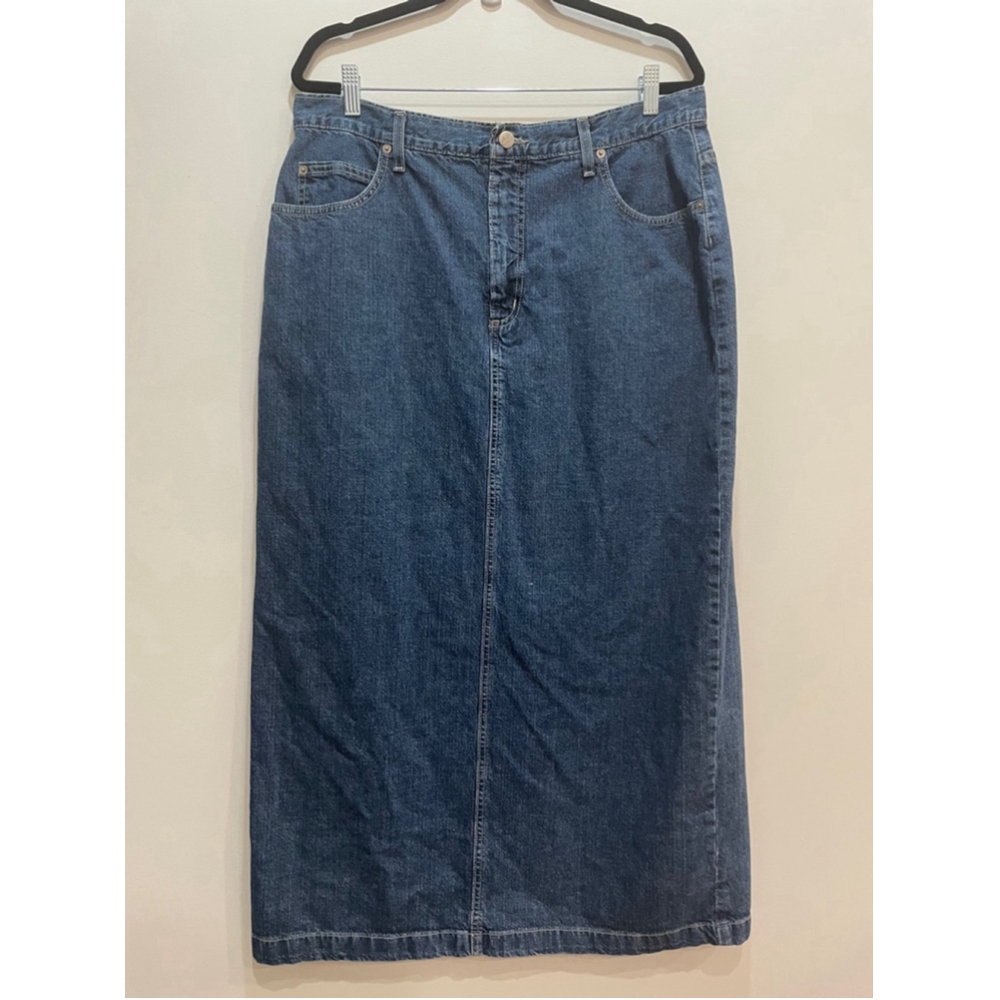 Vintage 90s French Dressing Denim Midi Skirt 16 Modest Trad Wife Cottagecore